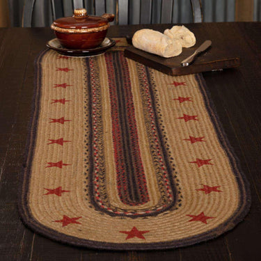 Landon Stencil Stars Jute Braided Table Runner - The Fox Decor